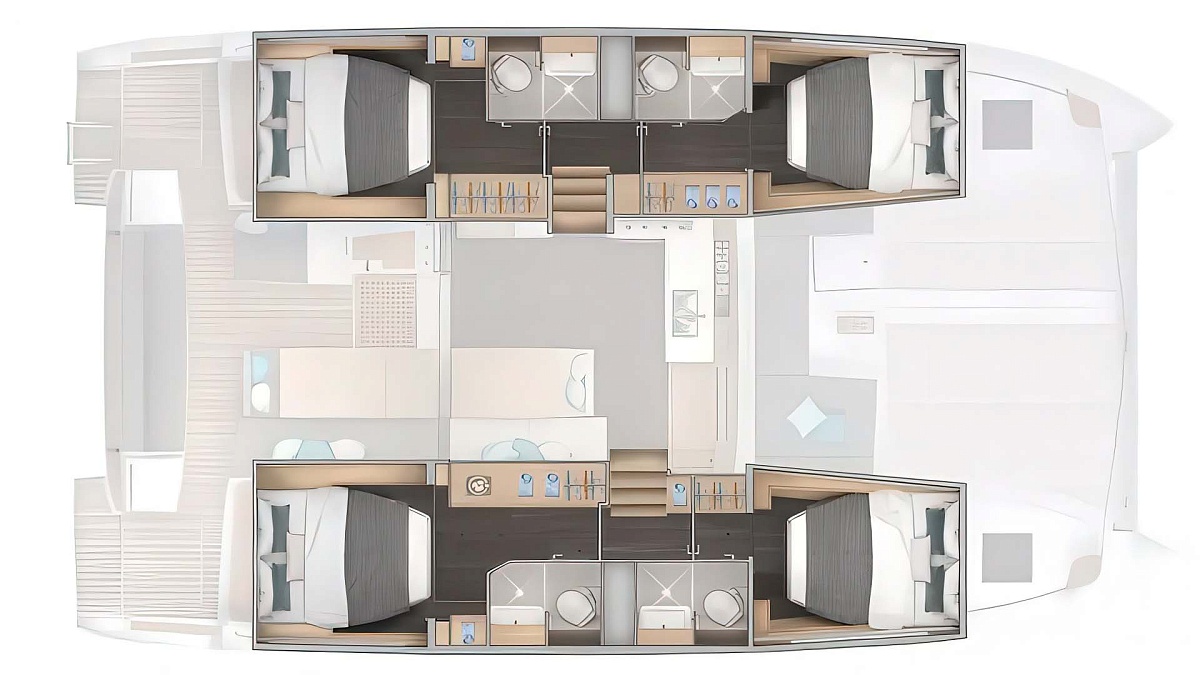 Аренда катамарана Lagoon 43 Cloud Dancer 2 на Пхукете - план нижней палубы